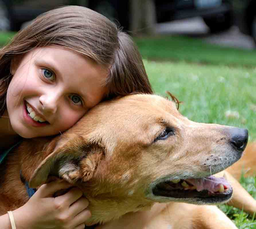 girl with dog